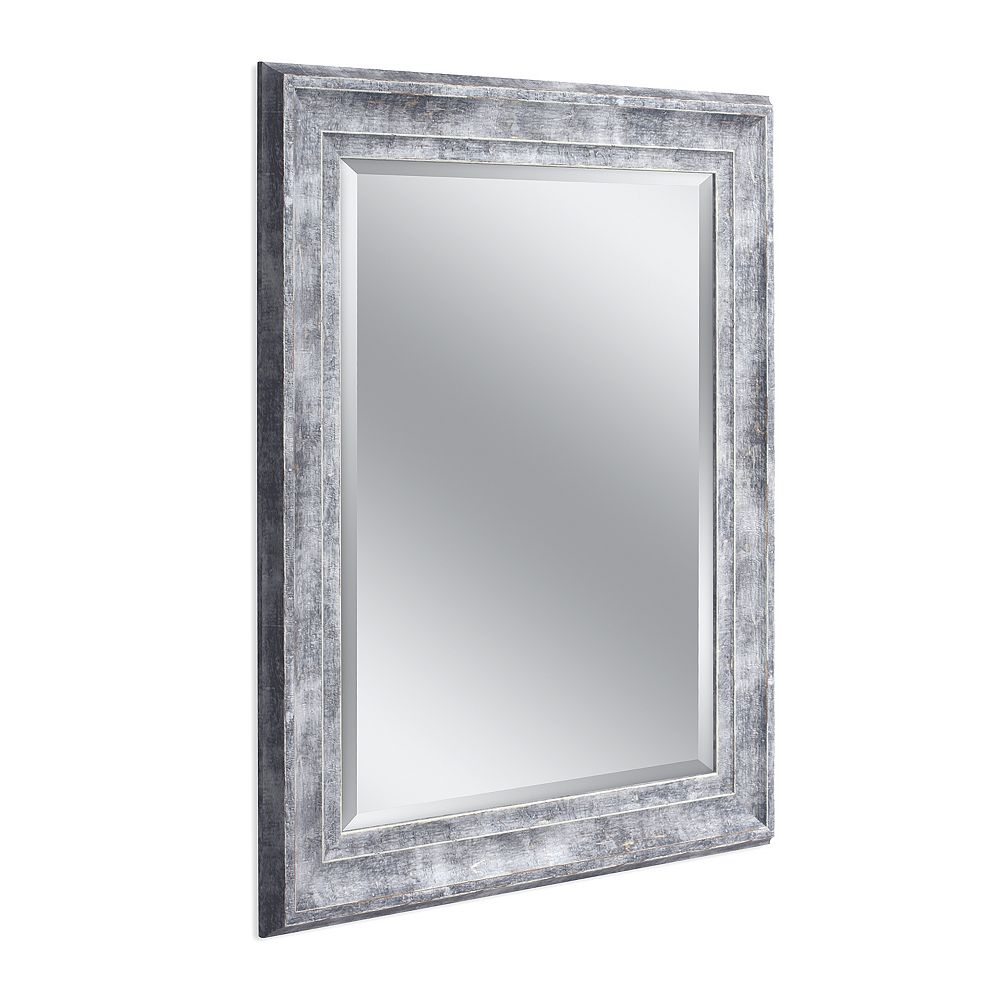 Deco Mirror 29 in. x 35 in. Farmhouse Gray Wall Mirror The Home Depot