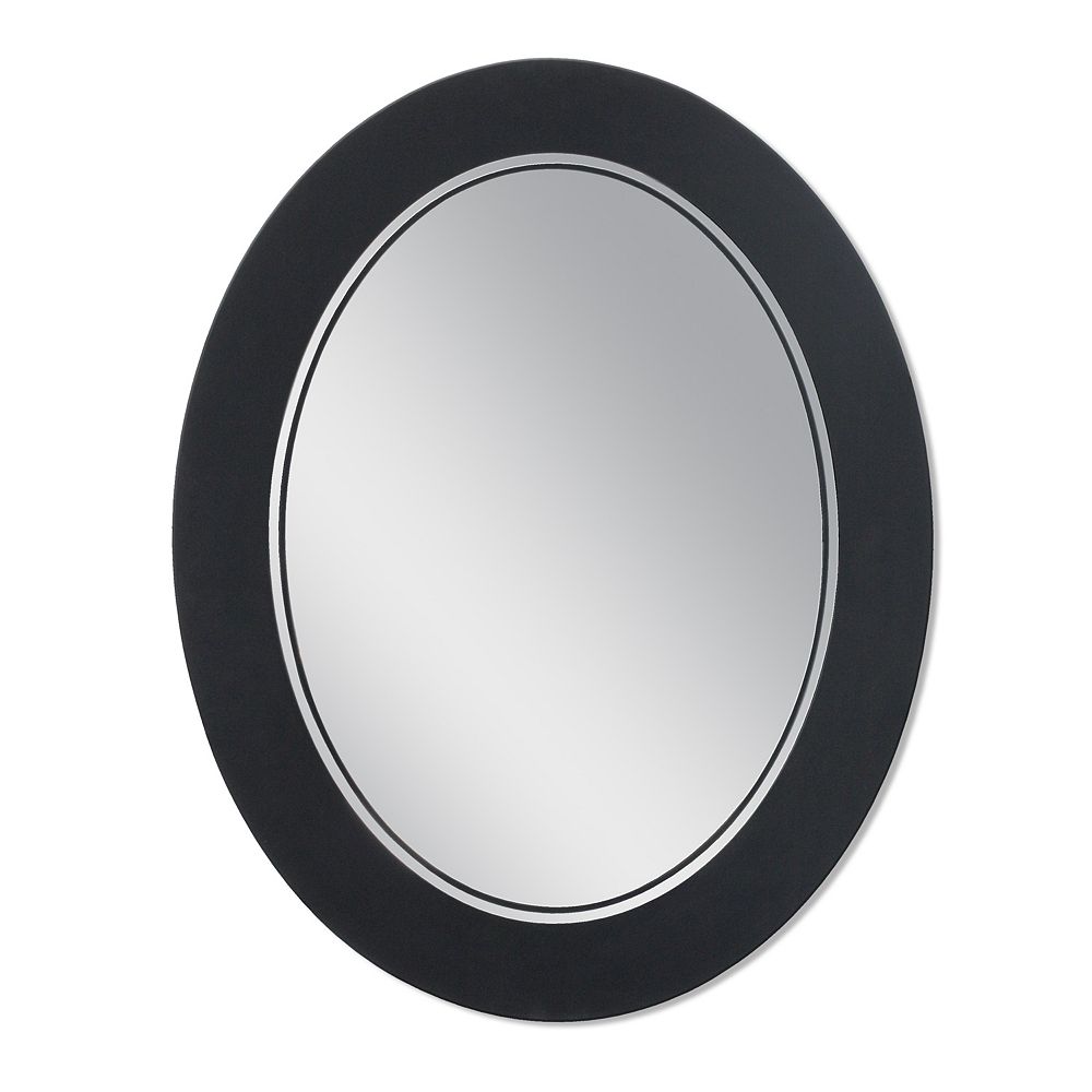 Deco Mirror 23 in. x 29 in. Matte Black Oval Wall Mirror The Home