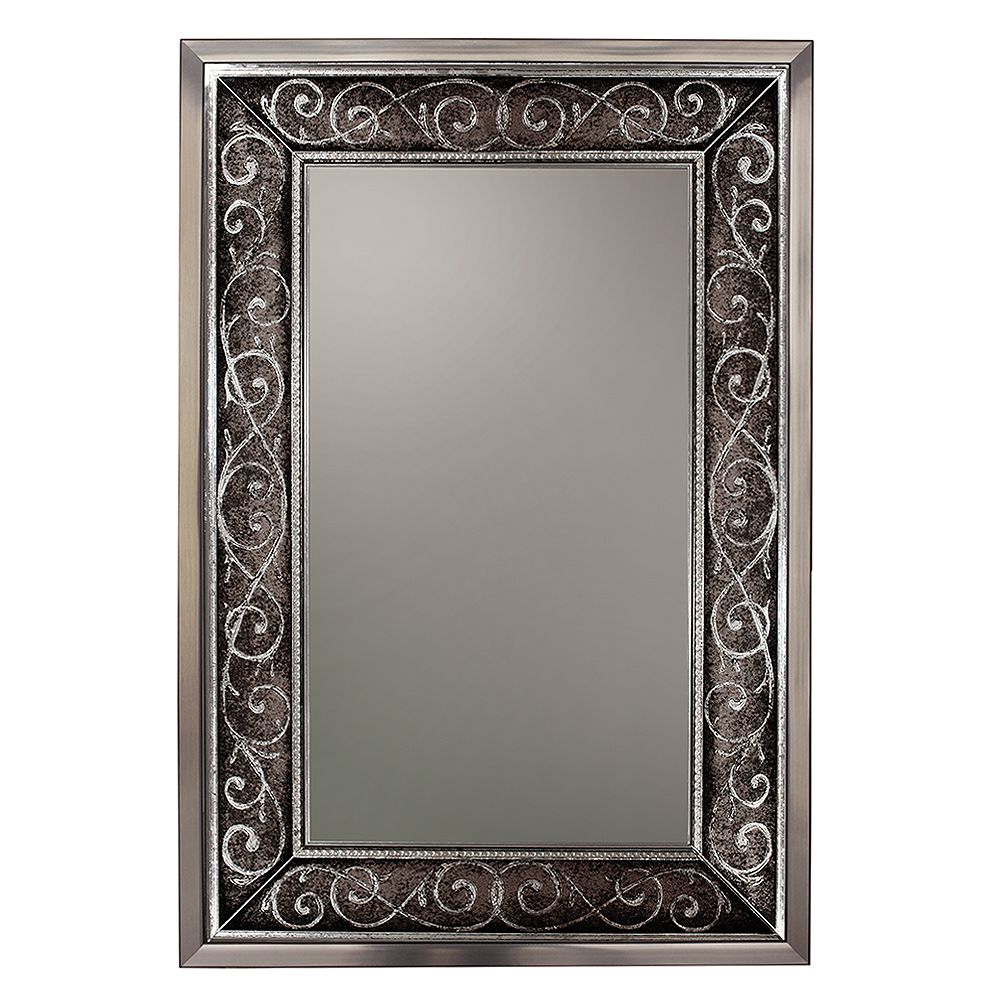Deco Mirror 25 in. x 37 in. Verona Scroll Wall Mirror The Home Depot