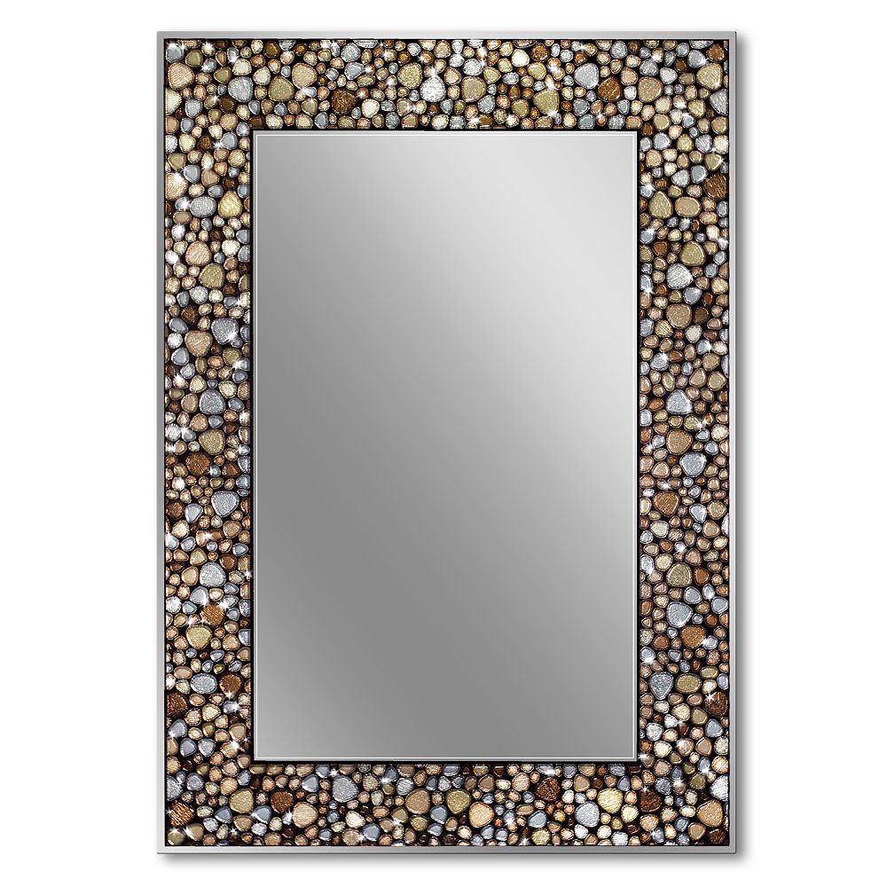 Deco Mirror 22 in. x 32 in. Pebble Mosaic Wall Mirror The Home Depot
