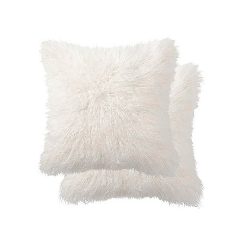 Belton Faux Sheepskin Fur 18 inch x 18 inch Pillow (Set of 2)  OffWhite