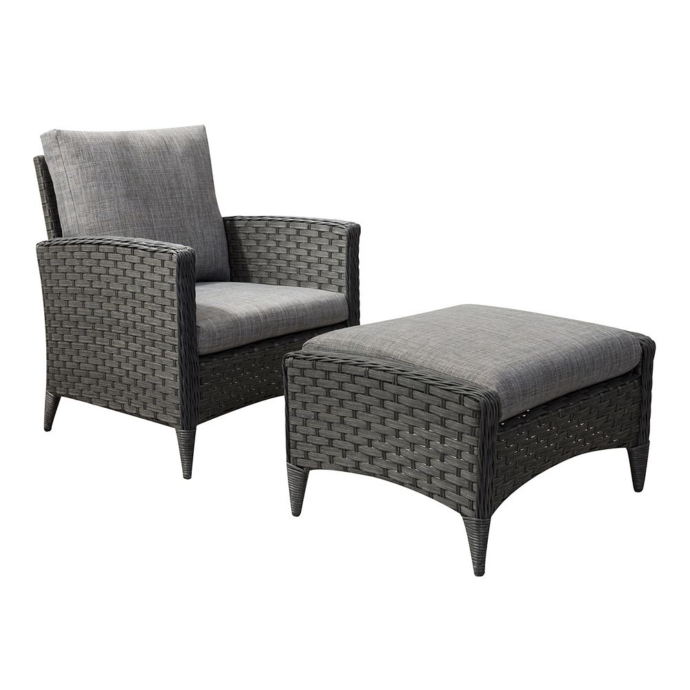 Corliving CorLiving 2pc Wide Rattan Wicker Patio Set, Distressed