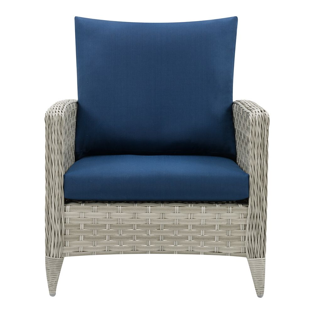 Corliving CorLiving Wide Rattan Wicker Patio Chair, Blended Grey with
