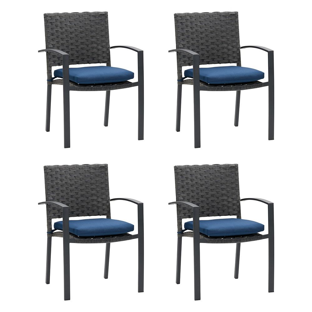 Corliving CorLiving Rattan Wicker Patio Dining Chairs in Distressed