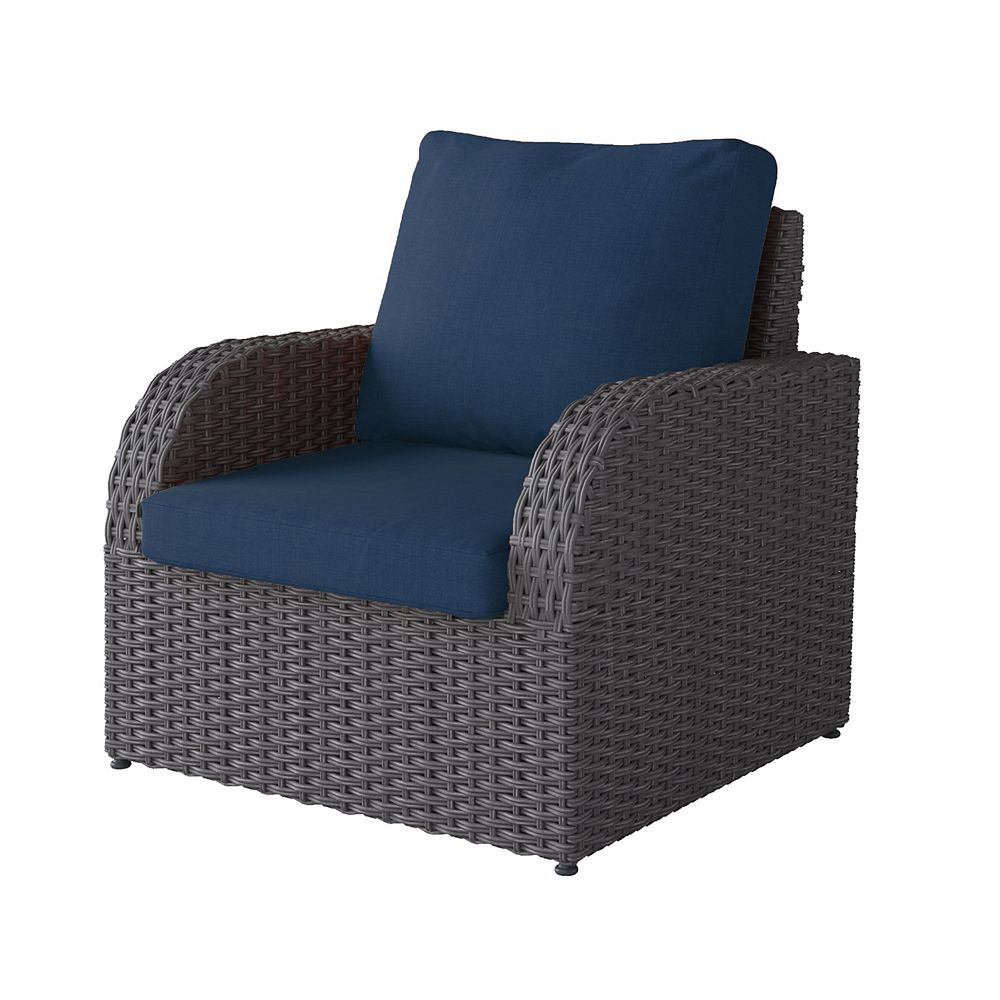 Corliving Weather Resistant Resin Wicker Patio Chair, Distressed