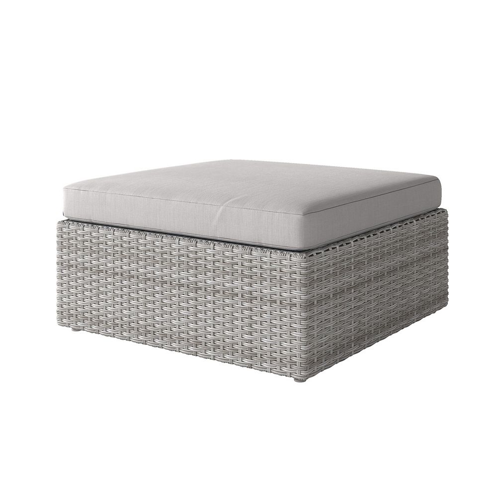 Corliving Weather Resistant Resin Wicker Oversized Patio Ottoman