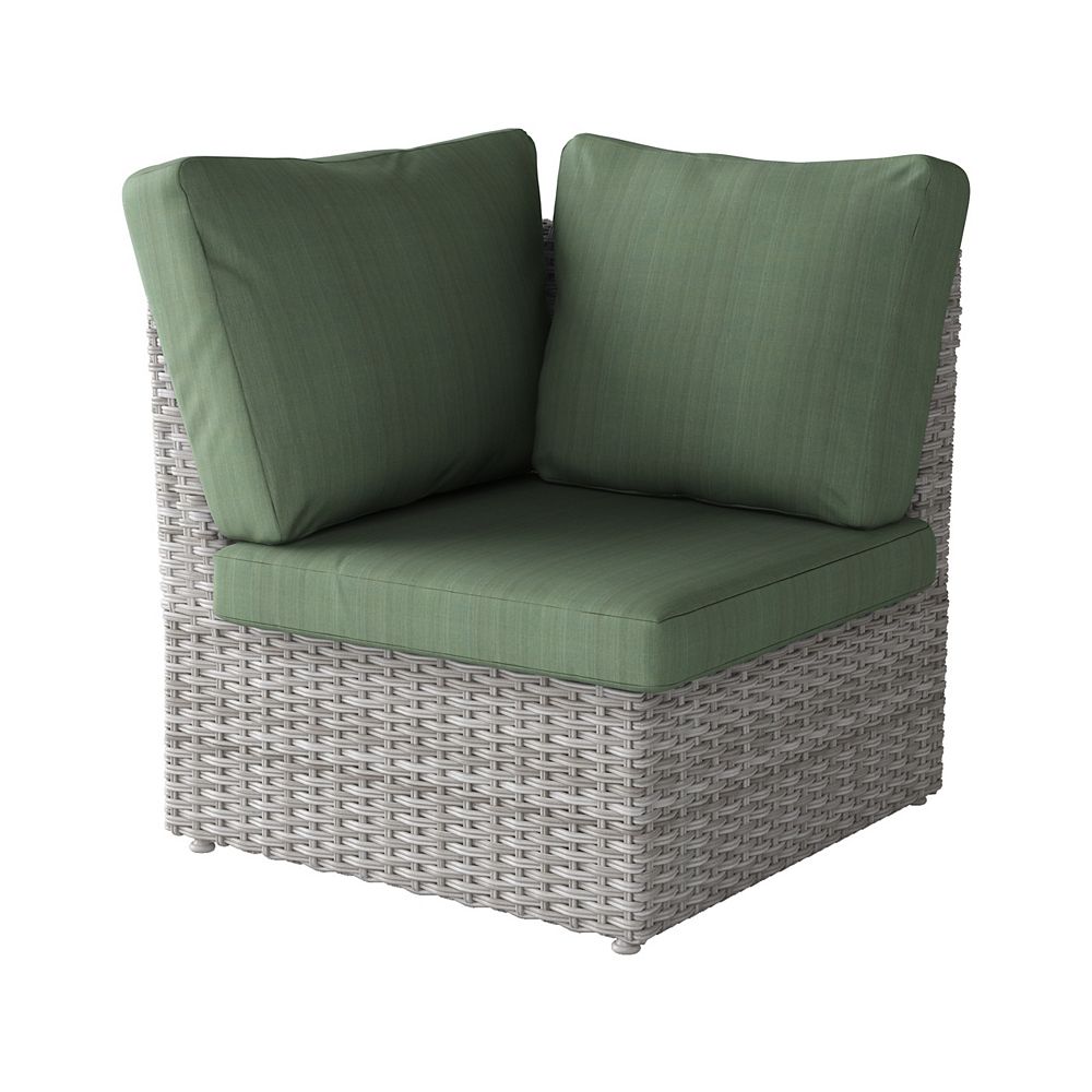 Corliving Weather Resistant Resin Wicker Corner Patio Chair, Blended
