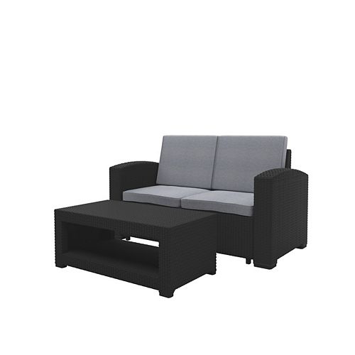 Corliving Black Loveseat Patio Set