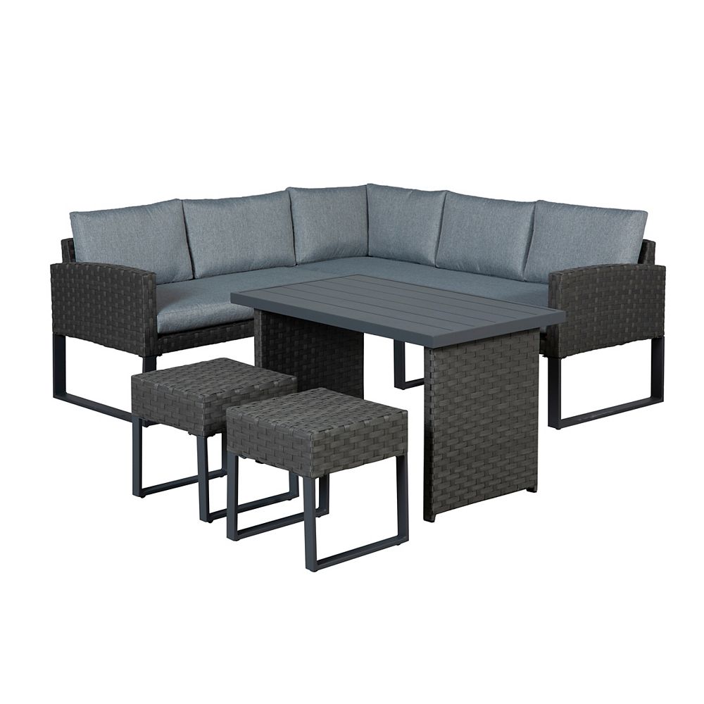 SUNSET PATIO Ensemble modulaire de jardin avec table haute Roma, 5