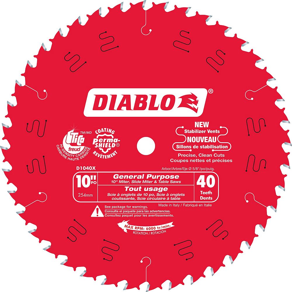Diablo 10inch x 40 Tooth Carbide Tipped General Purpose Mitre/Table