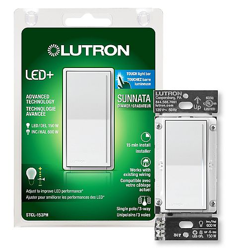 Sunnata Touch Dimmer with LED+ Technology for Superior Dimming of LEDs in White Finish