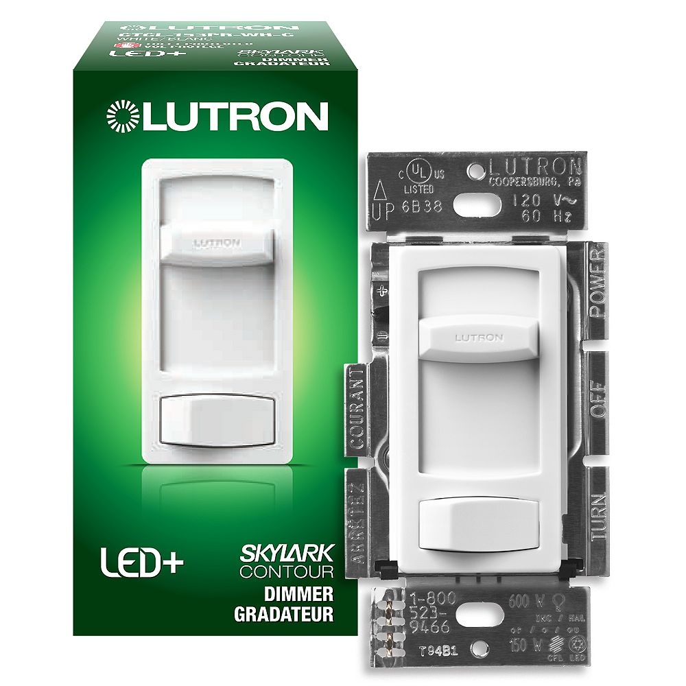 Lutron Skylark Contour LED+ Dimmer Switch for Dimmable LED/Hal/Incand Bulbs, SinglePole