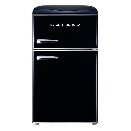 Galanz 3.1 cu. ft. Retro Mini Fridge with Dual Door True Freezer in Black