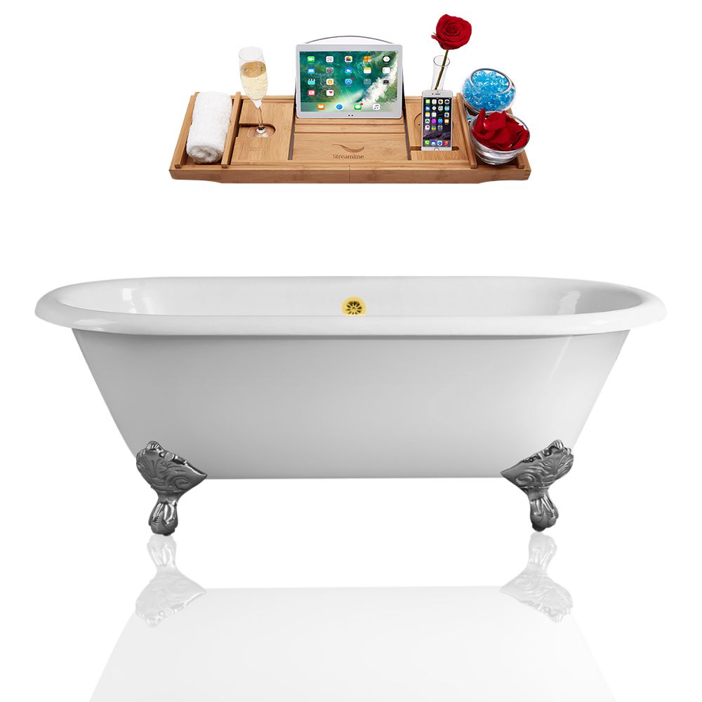Streamline 66 inch Streamline Cast Iron R5501CHGLD Soaking Clawfoot