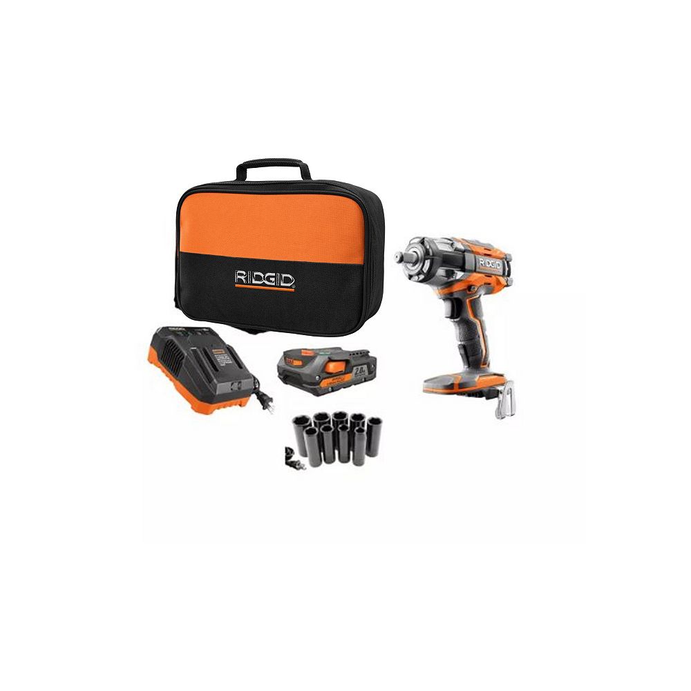 RIDGID 18V 1/2inch Impact Wrench (w/ bag & socket set) The Home