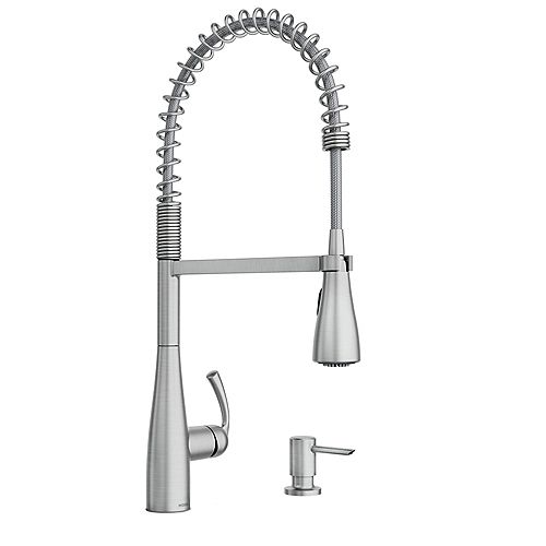 Essie Single Handle Pre-Rinse Spring Pulldown Kitchen Faucet in Spot Resist Stainless