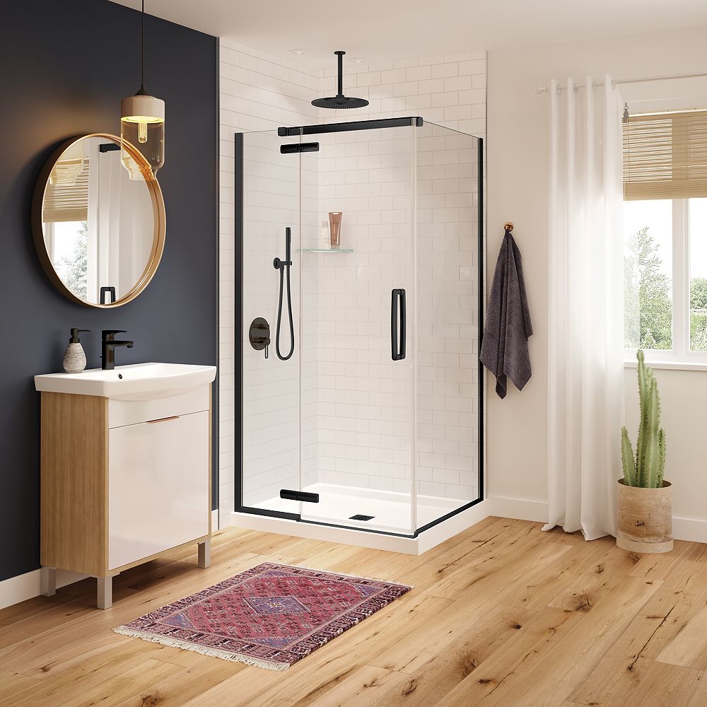 MAAX Davana 34W x 42L x 78H Rectangular Frameless Pivot Corner Shower