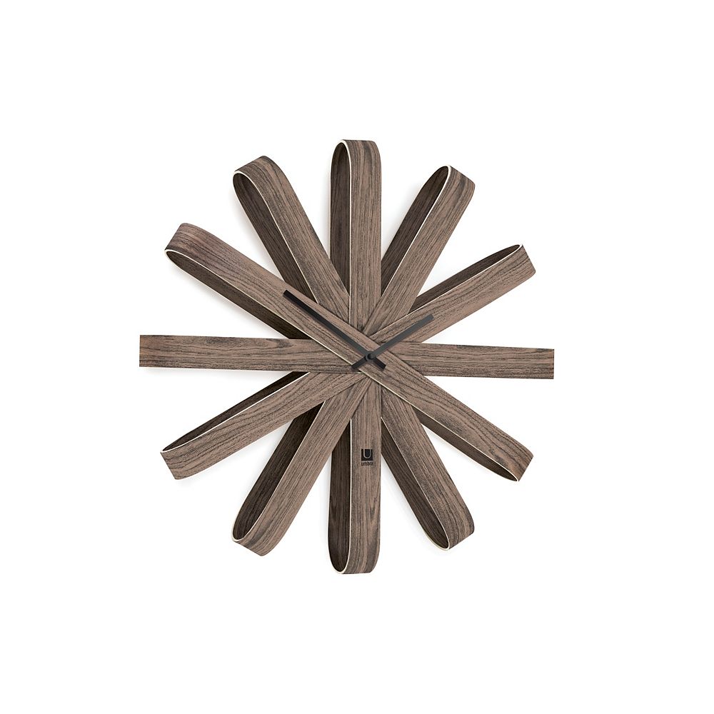 Umbra Ribbonwood Wall Clock Aged Walnut The Home Depot Canada