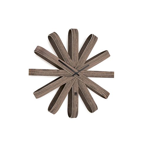 Ribbonwood Wall Clock Aged Walnut