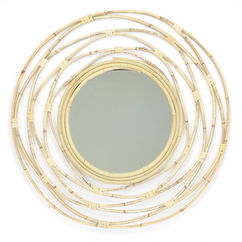 Wicker Bay Round Rattan Mirror The Home Depot Canada