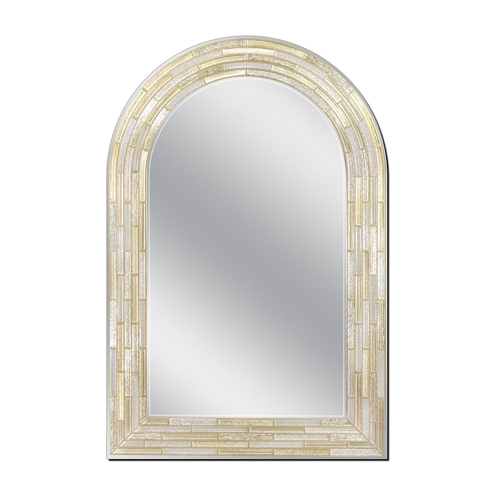 Deco Mirror 23 in. x 35 in. Gold Reeded Arch Mirror The Home Depot Canada