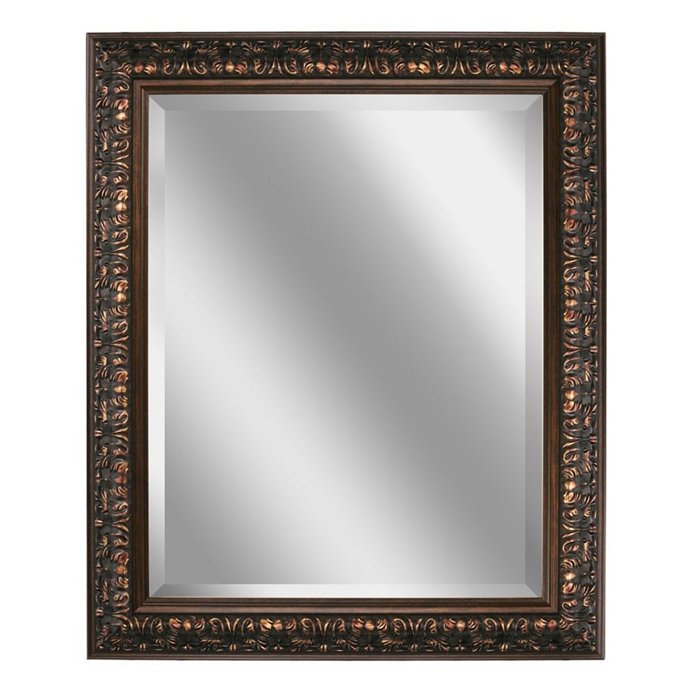Deco Mirror 28.5 in. x 34.5 in. Bronze Ornate Wall Mirror The Home