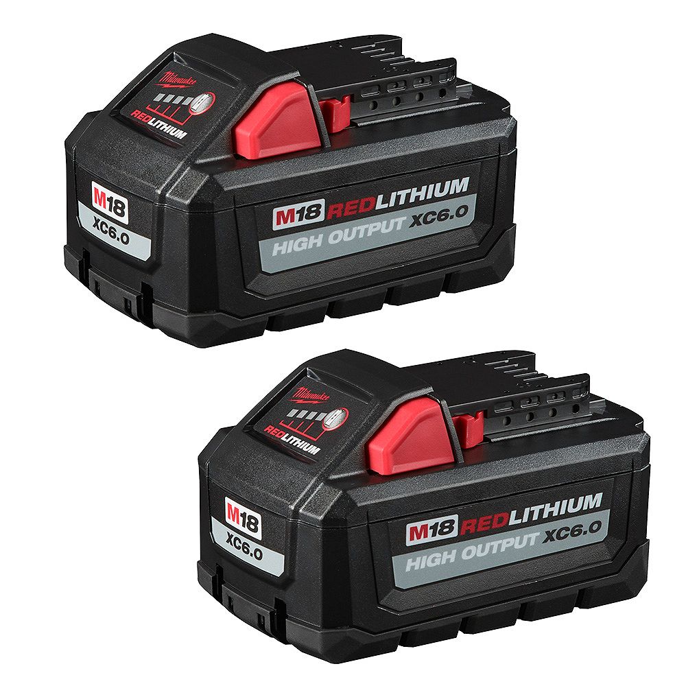 Milwaukee Tool M18 18v Lithium Ion High Output 6 0ah Battery Pack 2 Pack The Home Depot Canada