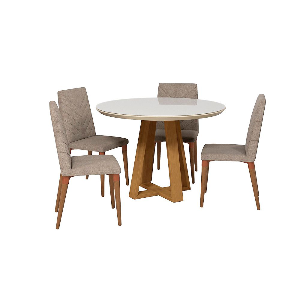 Manhattan Comfort Duffy 4527 Round Dining Table And Utopia Dining Chairs Set Of 5 In Off The Home Depot Canada