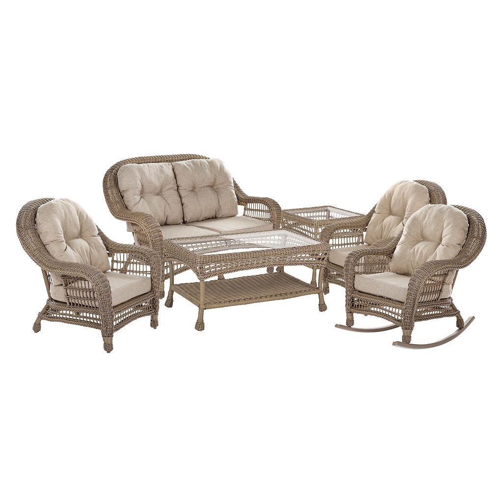 W Unlimited 6 Piece Rattan Sofa Seating Group with Cushions The Home