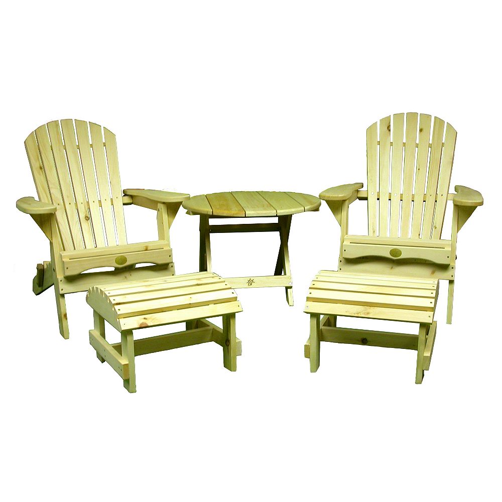 The Bear Chair Cedar Folding Adirondack Chair with Ottoman and Table