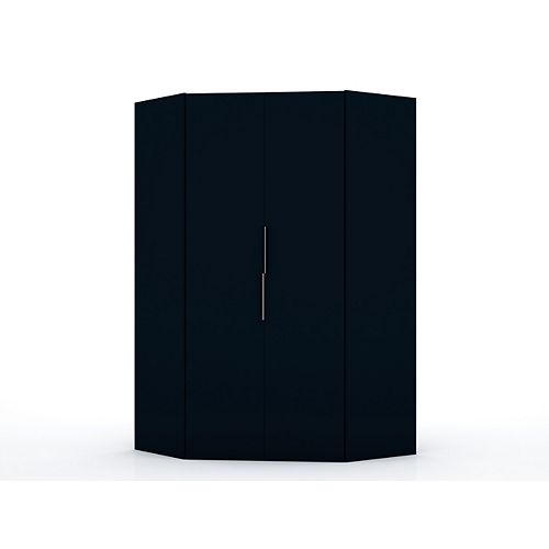 Manhattan Comfort Mulberry 2.0 Corner Wardrobe Closet in Tatiana Midnight Blue