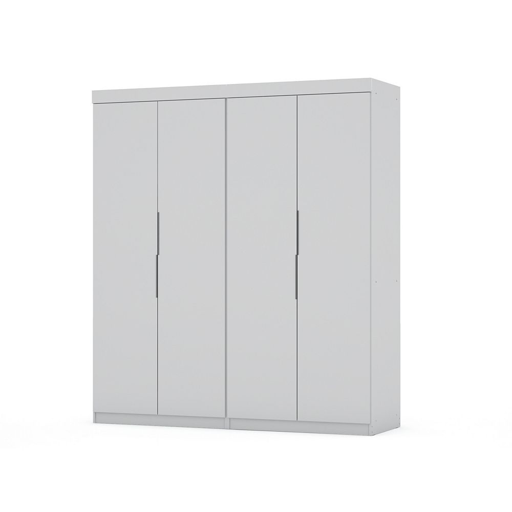 Manhattan Comfort Mulberry 2.0 Wardrobe Closet Set of 2 in White The