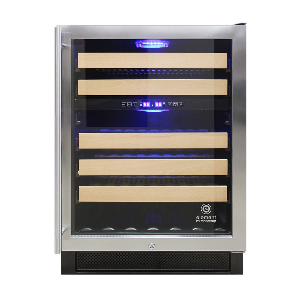 Vinotemp Connoisseur Series 46 Bottle Dual Zone Wine Cooler in Stainless Steel The Home Depot