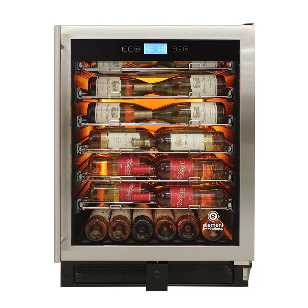 Vinotemp 24 in. W 41Bottle SingleZone Wine Cooler in Stainless The