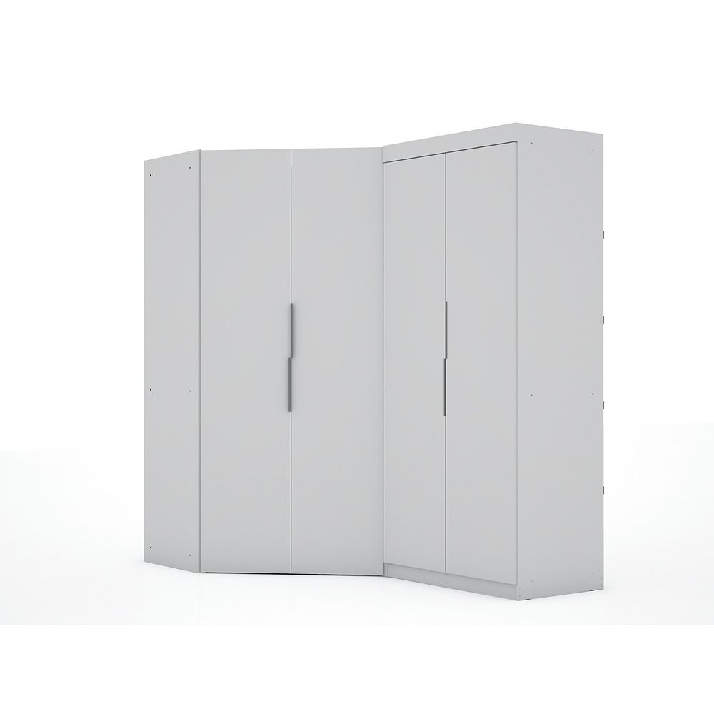 Manhattan Comfort Mulberry 3.0 Sectional Corner Wardrobe Closet Set of 2 in White The Home
