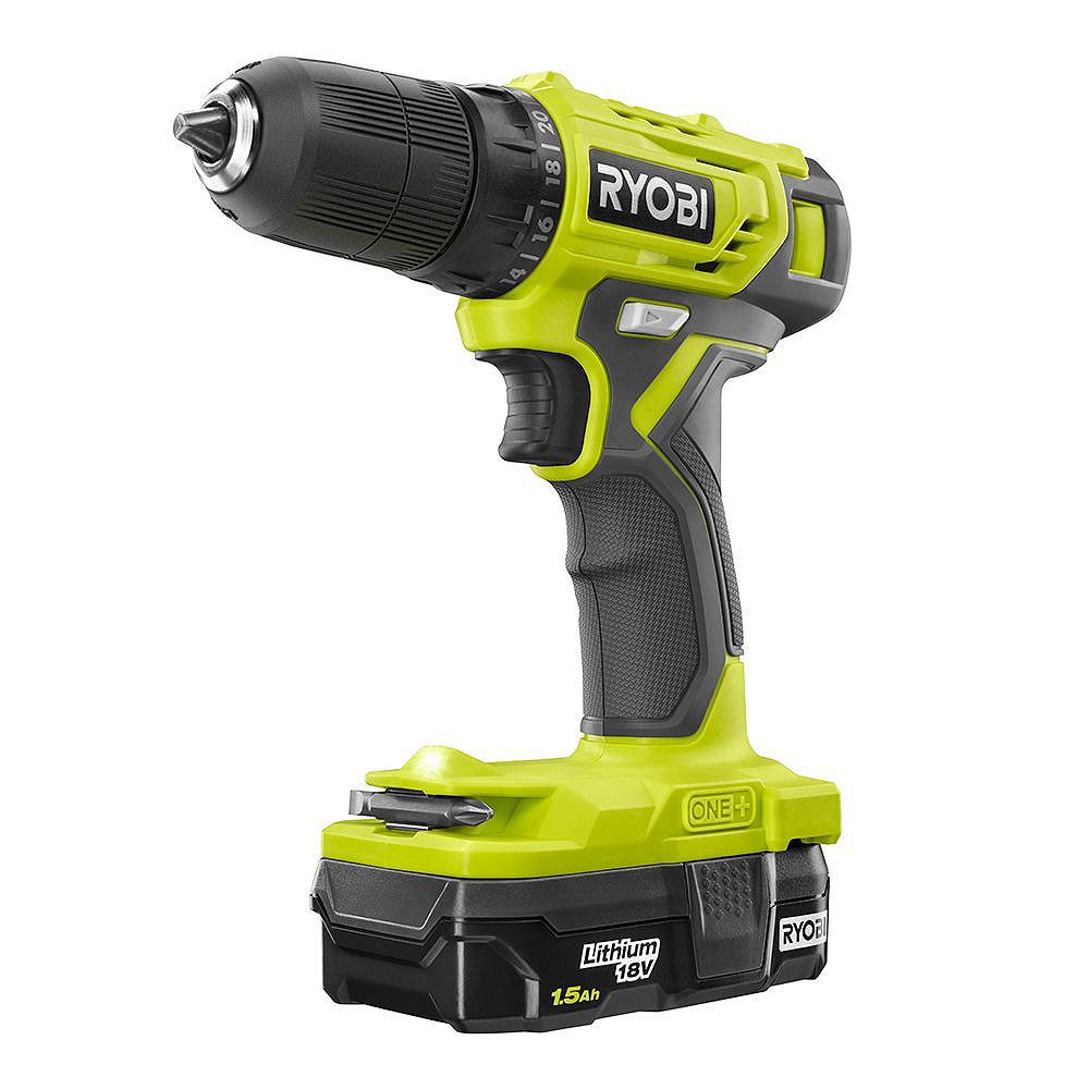 RYOBI 18V ONE+ Cordless 3/8-inch Drill/Driver Kit with 1.5 Ah Battery ...