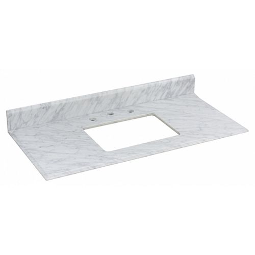 Juliet 39.75 inch W Rectangular Vanity Top in Bianca Carara Stone