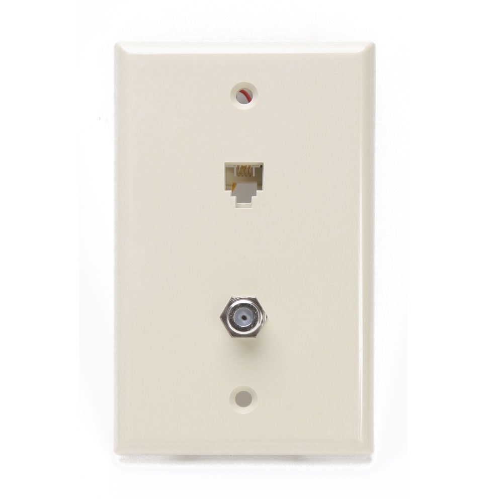 Leviton Standard Telephone Wall Jack, 6P6C X F, White The Home Depot