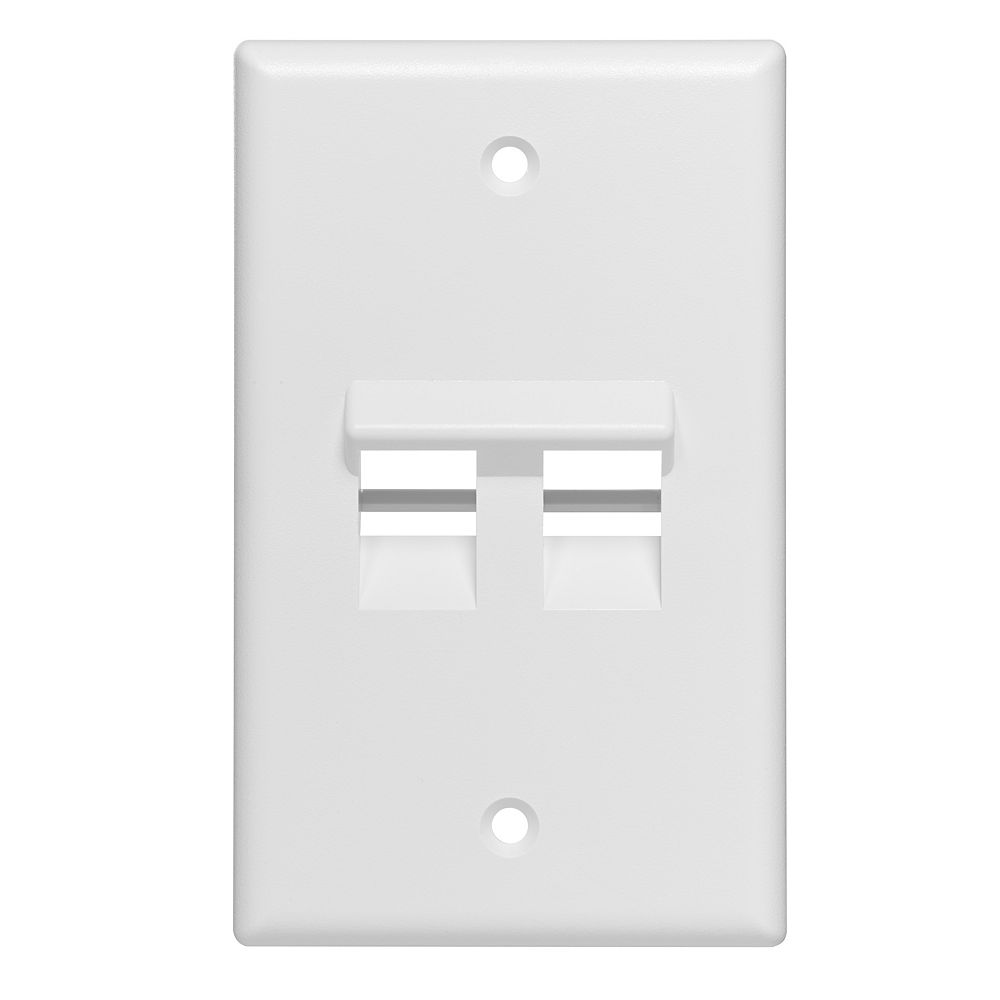Leviton Angled QuickPort Wallplate 2Port, Single Gang, White The