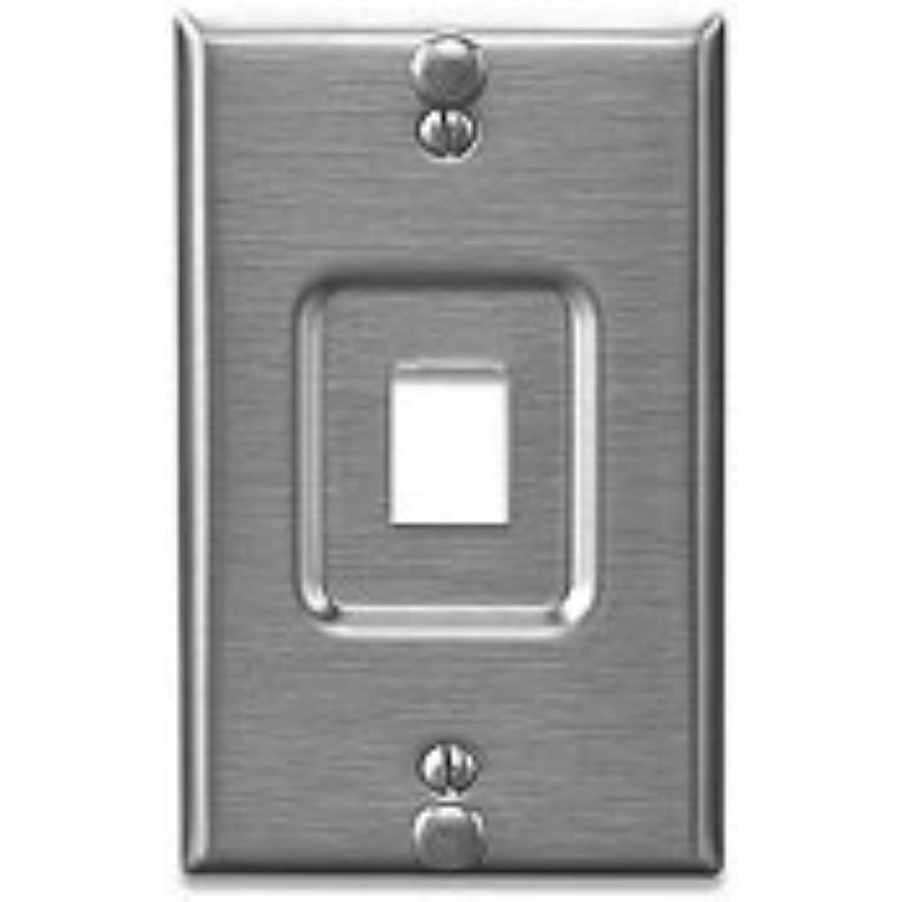 Leviton QuickPort Telephone Wall Jack, Stainless Steel, Recessed Port