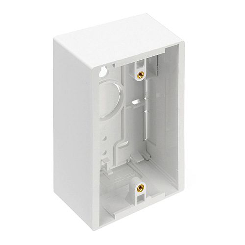 Surface Mount Backbox, Single Gang, White, Box Depth Is 1.89 Inches