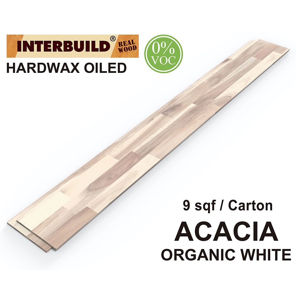INTERBUILD 48" x 5.25" x 0.375" Acacia Hardwood Shiplap Wall Boards, 5