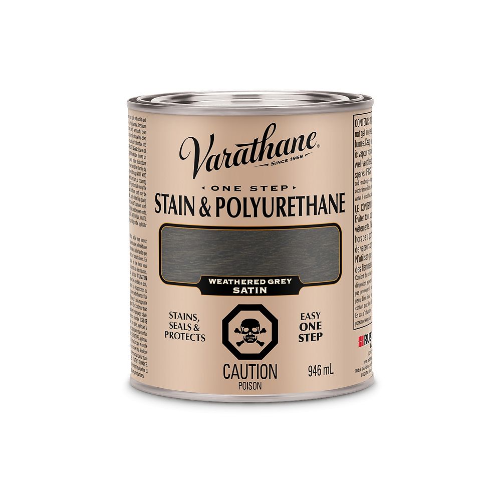 Varathane One Step OilBased Interior Wood Stain & Polyurethane in Satin Weathered Grey, 9