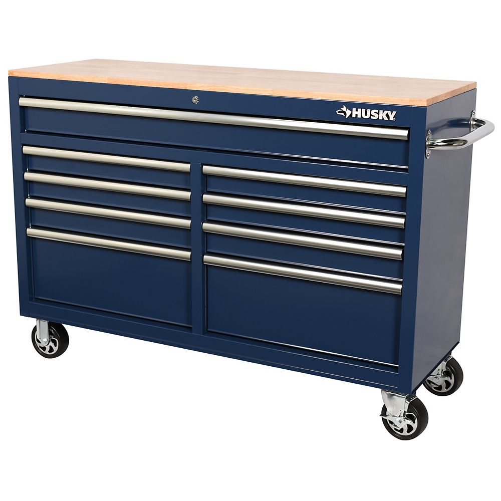 Husky 52 inch 9Drawer Mobile Work Bench in Blue The Home Depot Canada