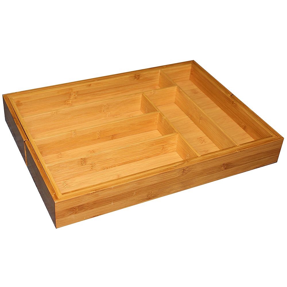 home basics bamboo expandable cutlery tray