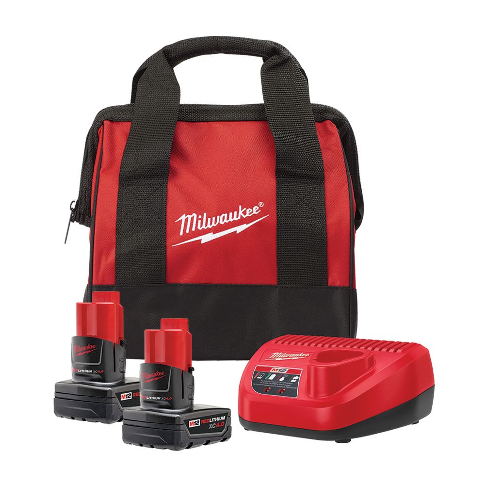 Milwaukee Tool M12 12V LithiumIon Starter Kit with (2) 4.0Ah XC