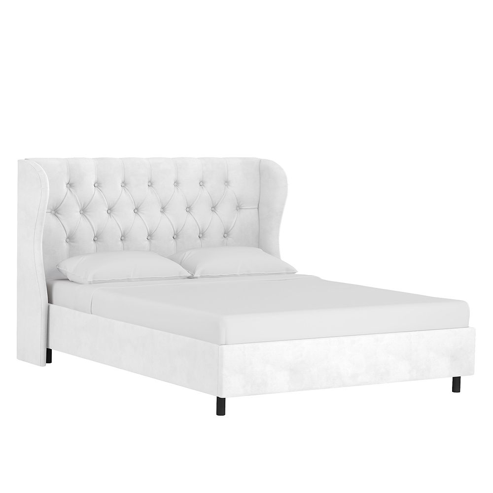 Skyline Furniture King Tufted Curved Wingback Platform Bed in Velvet