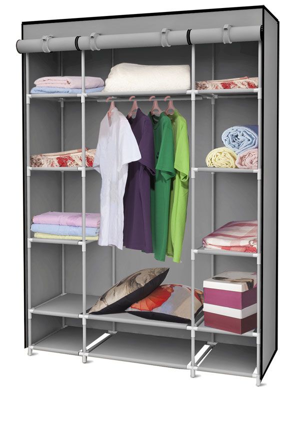 Home Basics Storage Closet with Shelving, Grey The Home Depot Canada