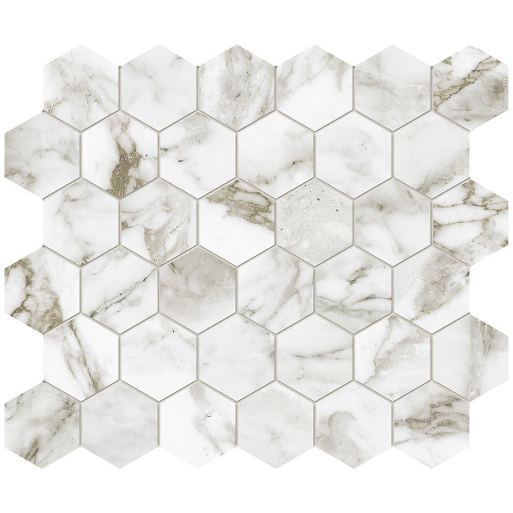 Enigma Oro Arabescato 2inch Matte Hexagon Porcelain Mosaic Tile The