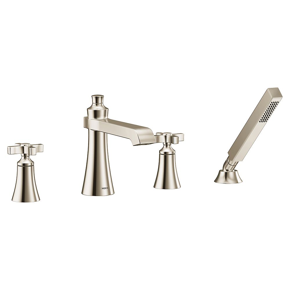 MOEN Flara 2Handle Roman Tub Faucet with Handshower in Polished Nickel